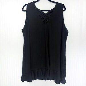 White Birch Ribbed Sleeveless Top with Criss Cross Neckline Size 3X